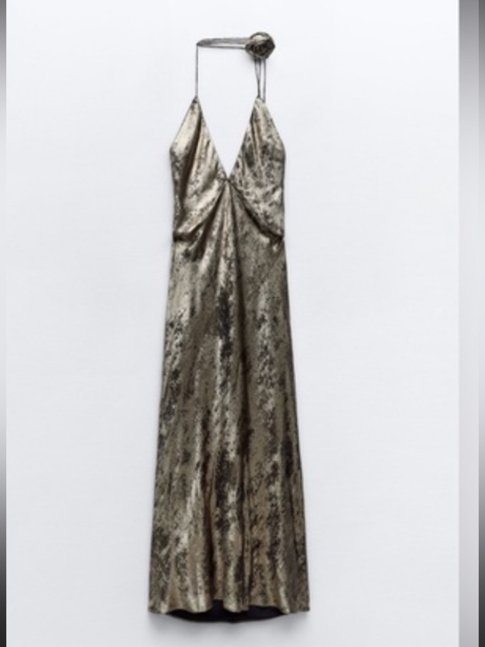 Zara Metallic Gold and Silver Floral Slip Dress - Picture 3 of 3